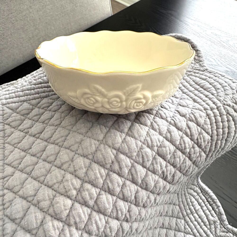 Lenox Rose Blossom Ivory Candy Dish w/ Gold Trim – 1980s Vintage - Picture 7 of 10